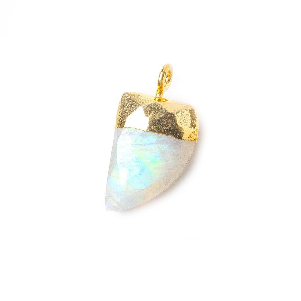 15x10mm Gold Leafed Rainbow Moonstone faceted horn focal Pendant 1 piece - The Bead Traders