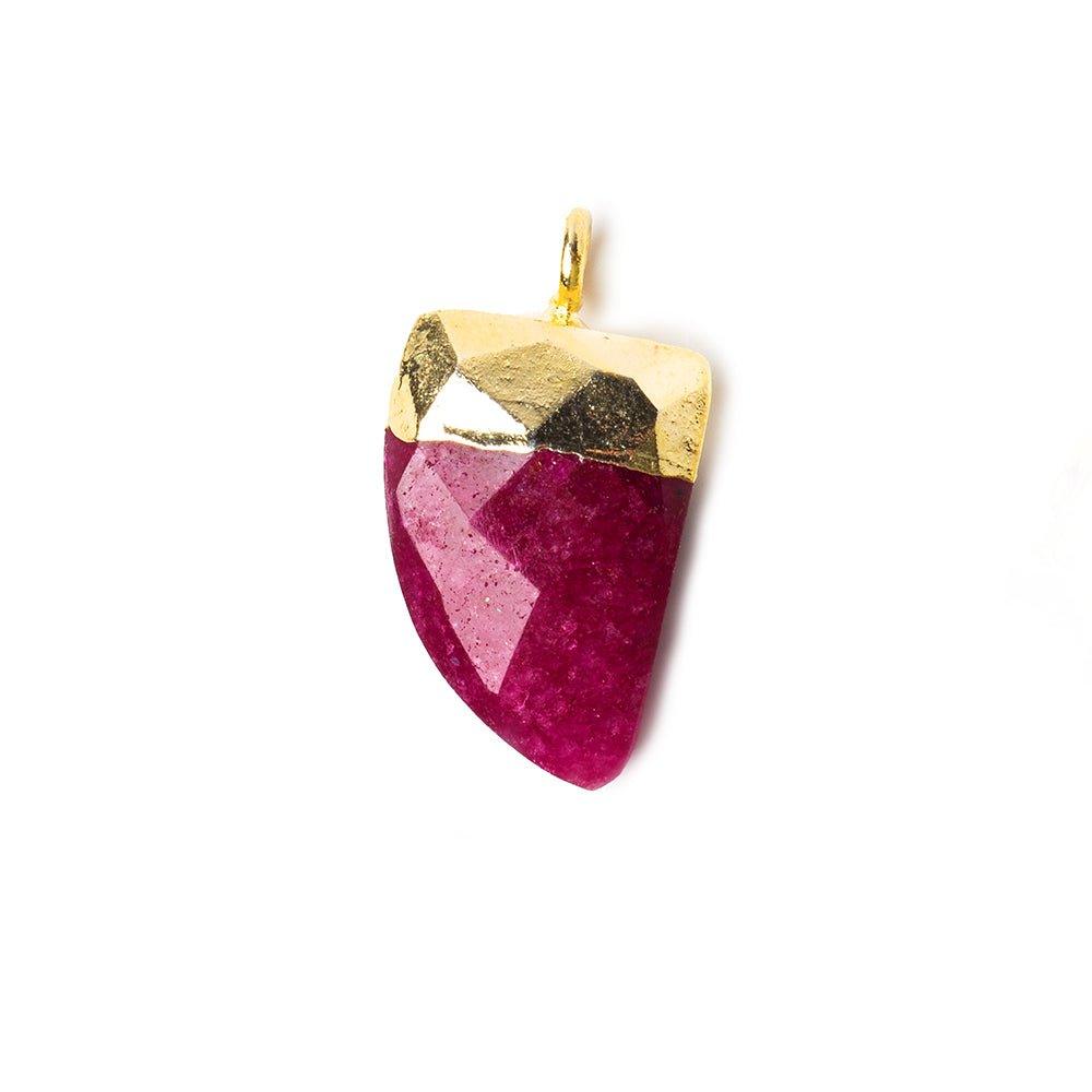 15x10mm Gold Leafed Red Aventurine faceted horn focal Pendant 1 piece - The Bead Traders