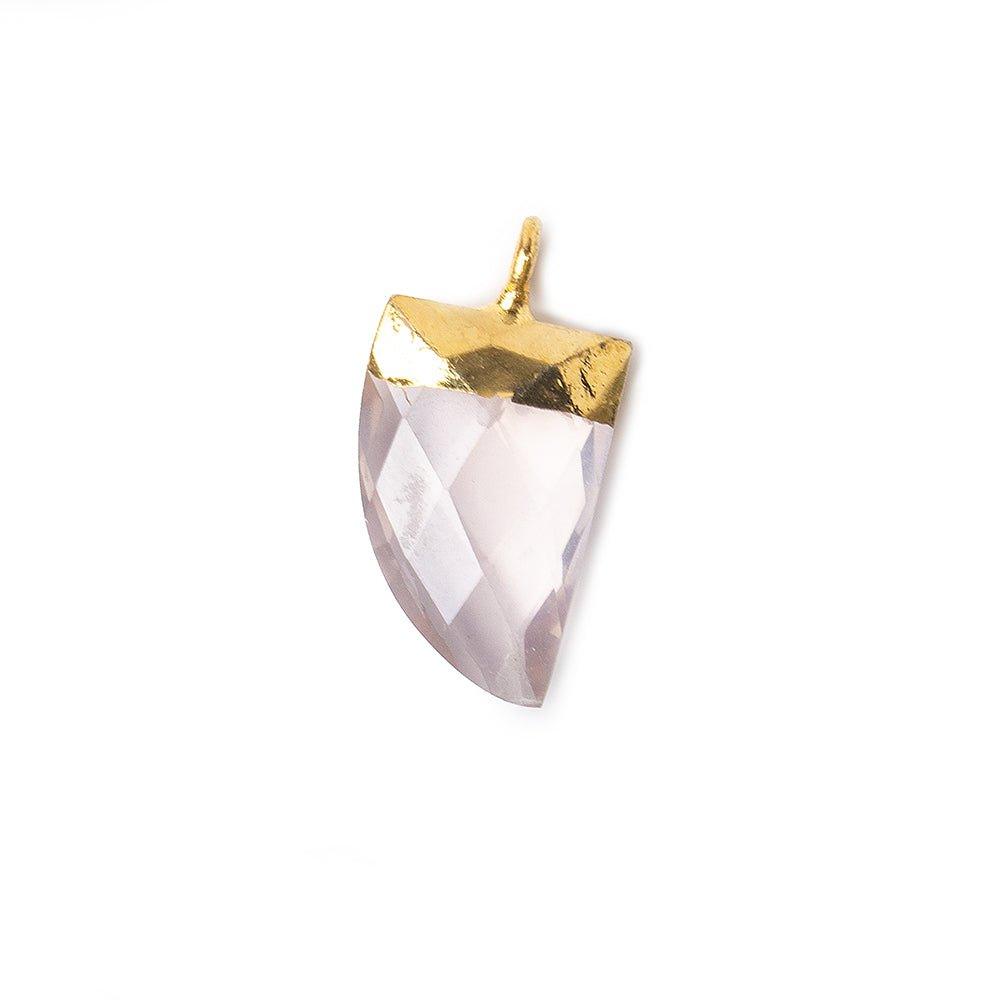 15x10mm Gold Leafed Rose Quartz faceted horn focal Pendant 1 piece - The Bead Traders