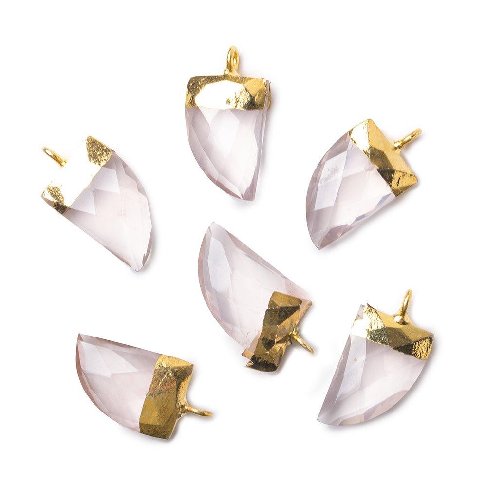 15x10mm Gold Leafed Rose Quartz faceted horn focal Pendant 1 piece - The Bead Traders