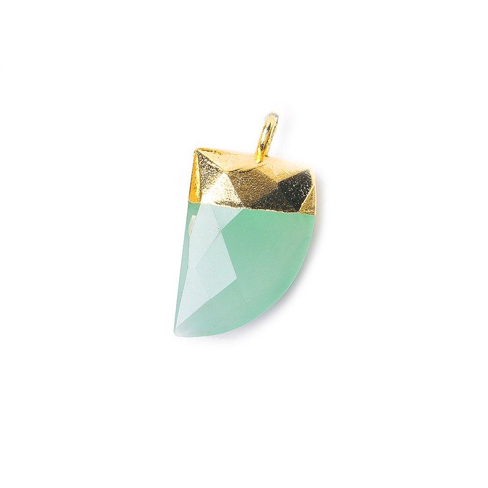15x10mm Gold Leafed Seafoam Green Chalcedony faceted horn focal Pendant 1 piece - The Bead Traders