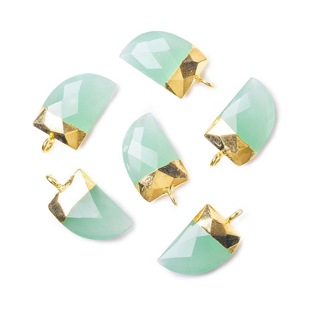 15x10mm Gold Leafed Seafoam Green Chalcedony faceted horn focal Pendant 1 piece - The Bead Traders