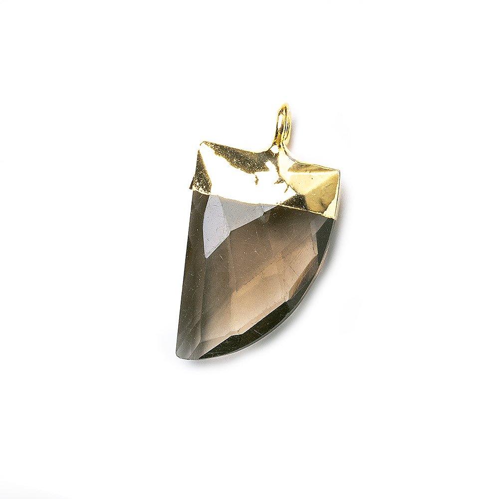 15x10mm Gold Leafed Smoky Quartz faceted horn focal Pendant 1 piece - The Bead Traders