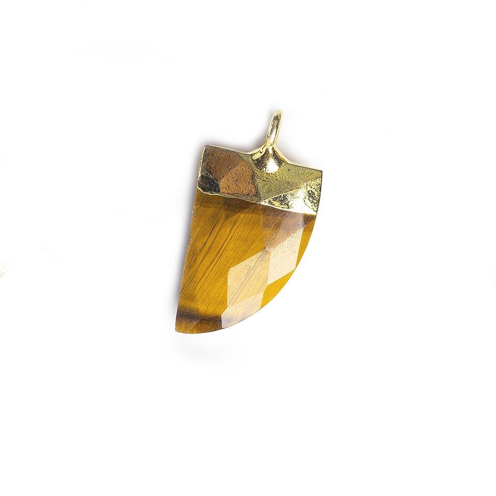 15x10mm Gold Leafed Tiger's Eye faceted horn focal Pendant 1 piece - The Bead Traders