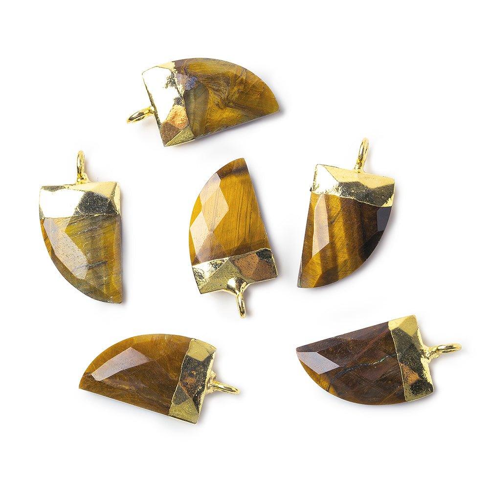 15x10mm Gold Leafed Tiger's Eye faceted horn focal Pendant 1 piece - The Bead Traders