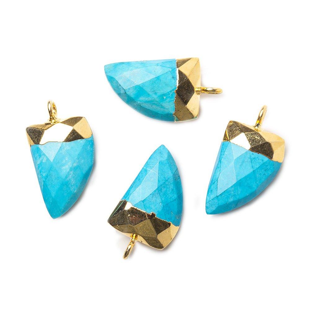 15x10mm Gold Leafed Turquoise Howlite faceted horn focal Pendant 1 piece - The Bead Traders