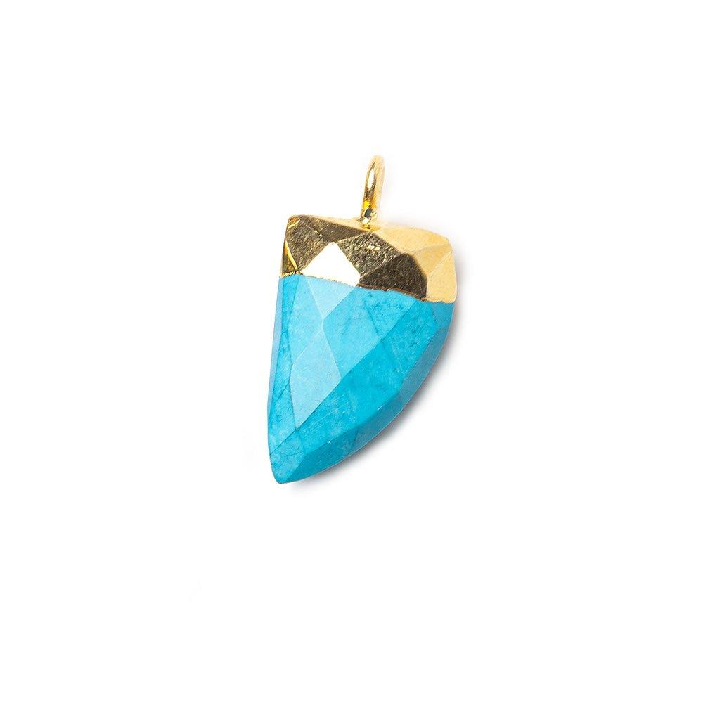15x10mm Gold Leafed Turquoise Howlite faceted horn focal Pendant 1 piece - The Bead Traders