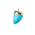 15x10mm Gold Leafed Turquoise Howlite faceted horn focal Pendant 1 piece - The Bead Traders
