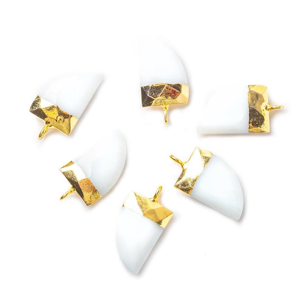 15x10mm Gold Leafed White Onyx faceted horn focal Pendant 1 piece - The Bead Traders
