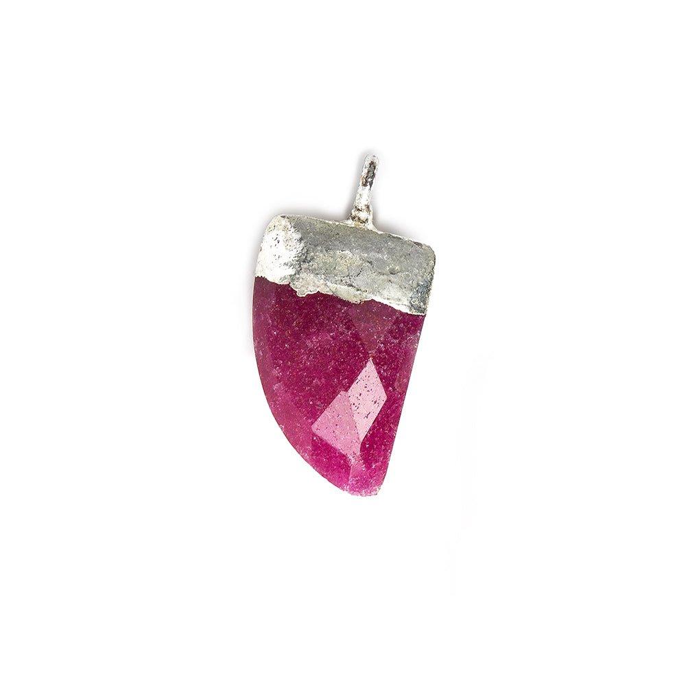 15x10mm Silver Leafed Red Aventurine faceted horn focal Pendant 1 piece - The Bead Traders