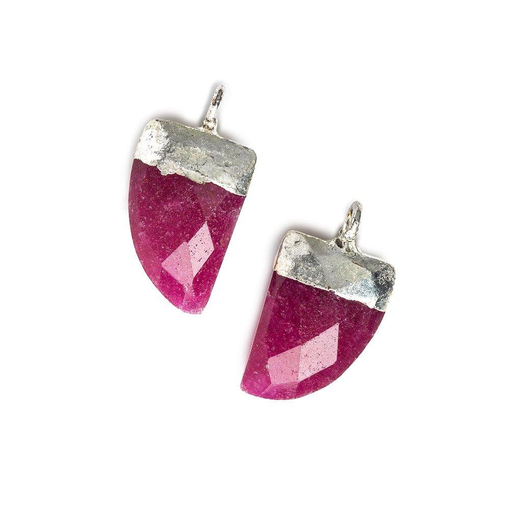15x10mm Silver Leafed Red Aventurine faceted horn focal Pendant 1 piece - The Bead Traders