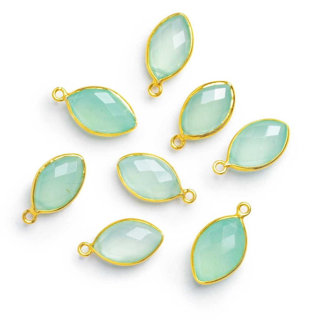 15x10mm Vermeil Bezeled Seafoam Blue Chalcedony Marquise Pendant - The Bead Traders