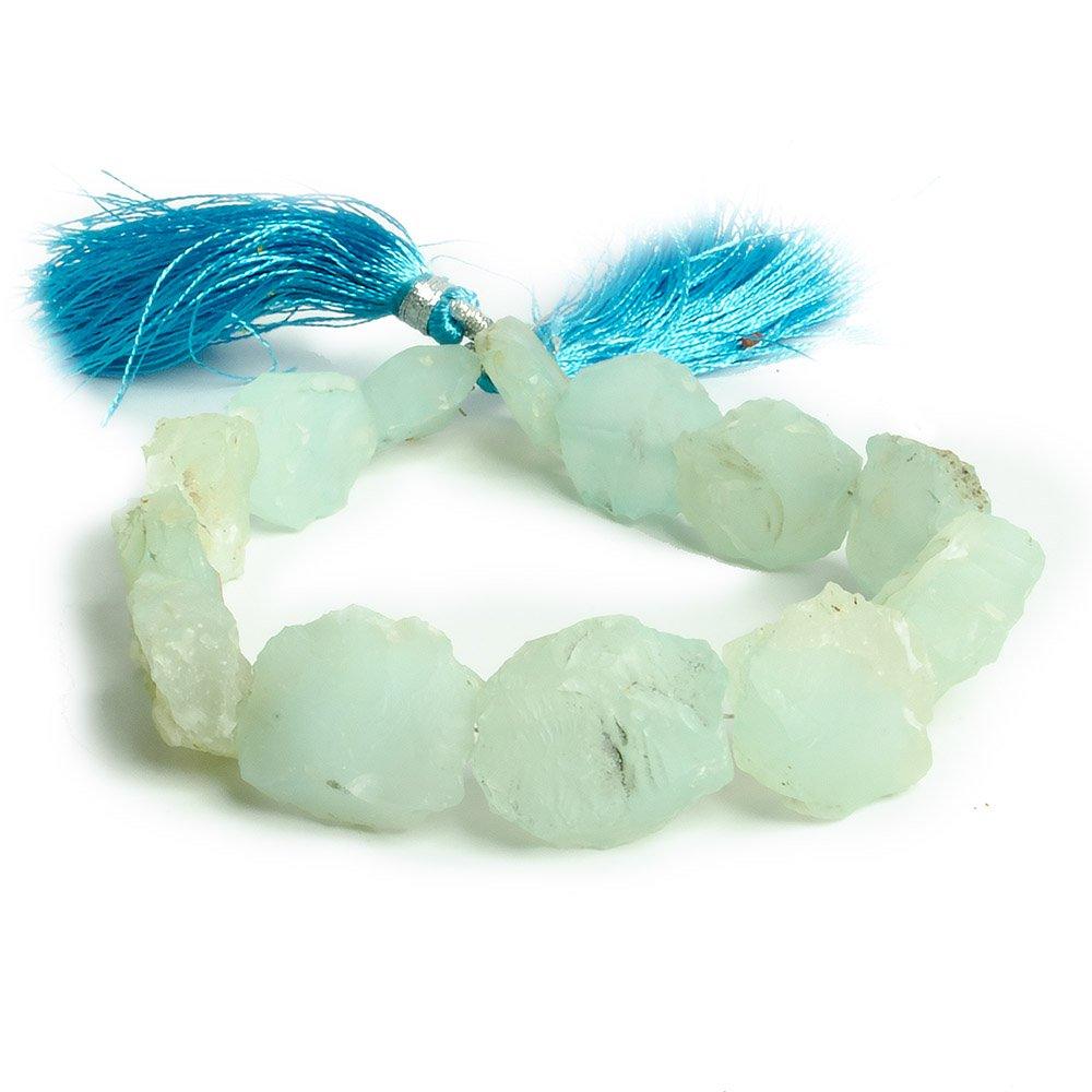 15x11-17x15mm Seaglass Aqua Agate Hammer Faceted Oval 8 inch 13 pieces - The Bead Traders
