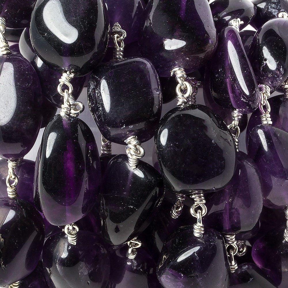 15x11-20x13mm Amethyst plain nugget Silver plated Chain by the foot 13 pieces - The Bead Traders