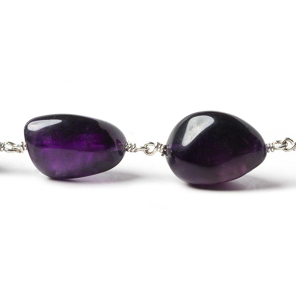 15x11-20x13mm Amethyst plain nugget Silver plated Chain by the foot 13 pieces - The Bead Traders