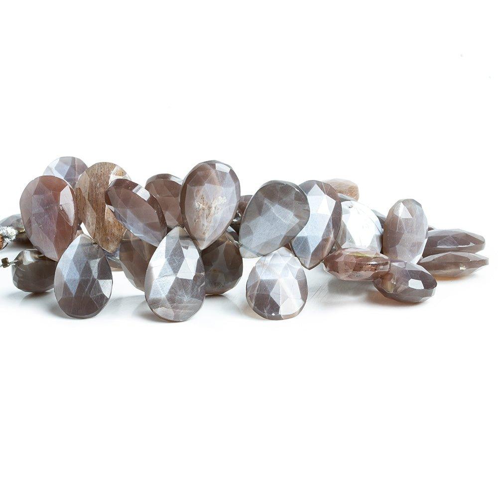15x11mm-18x13mm Chocolate Moonstone Faceted Pear Beads 8 inch 37 pieces - The Bead Traders