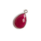 15x11mm Berry Pink Chalcedony Pear .925 Silver Bezel Pendant 1 ring charm, 1 piece - The Bead Traders