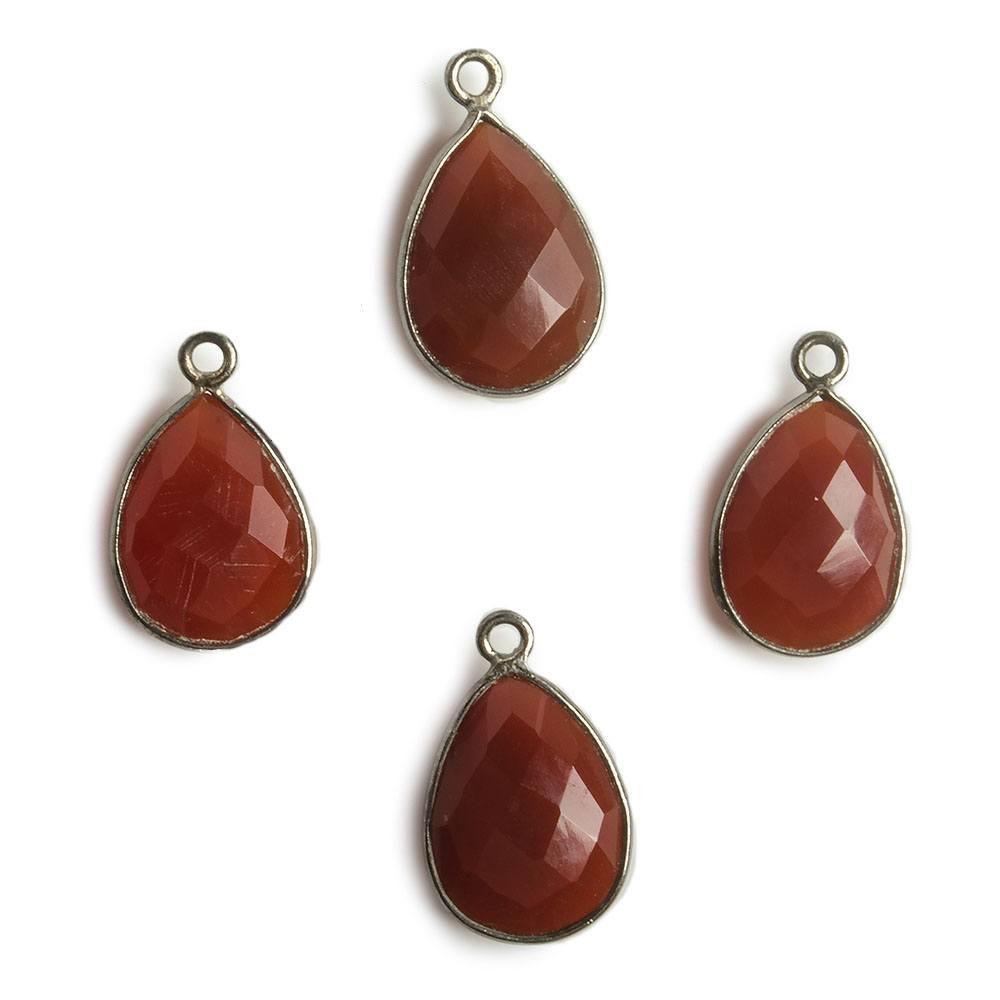 15x11mm Black Gold Bezel Carnelian Pear Pendant 1 piece - The Bead Traders
