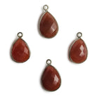 15x11mm Black Gold Bezel Carnelian Pear Pendant 1 piece - The Bead Traders