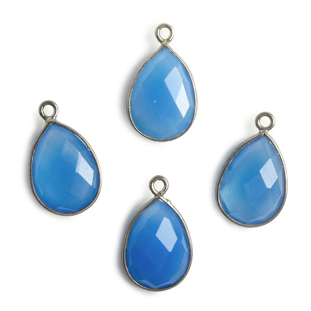 15x11mm Black Gold Bezel Santorini Blue Chalcedony Pear Pendant - The Bead Traders