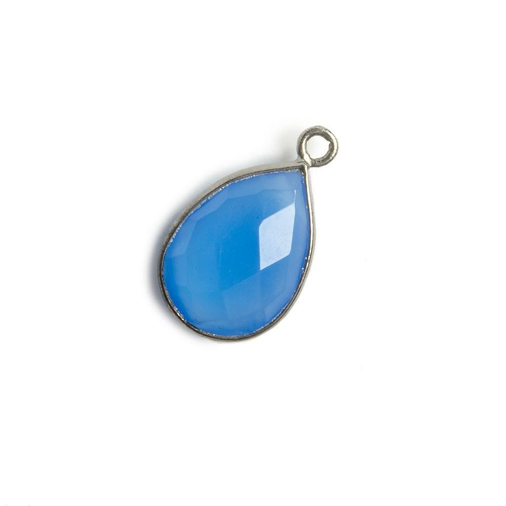 15x11mm Black Gold Bezel Santorini Blue Chalcedony Pear Pendant - The Bead Traders