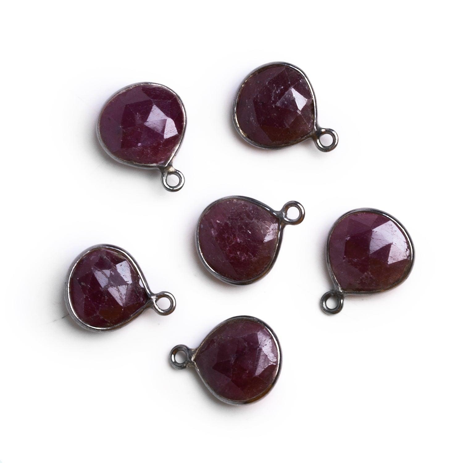 15x11mm Black Gold Bezeled Ruby Heart Pendant 1 Bead - The Bead Traders