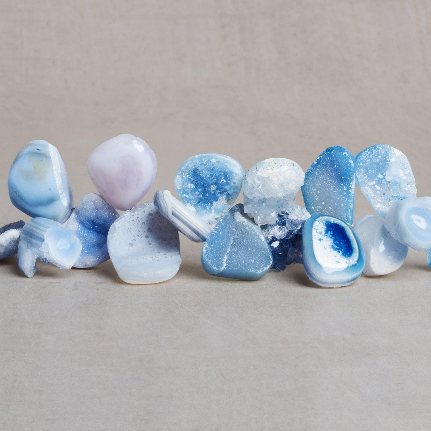 15x11mm Blue Drusy Nuggets 7.5 inch 31 beads - The Bead Traders