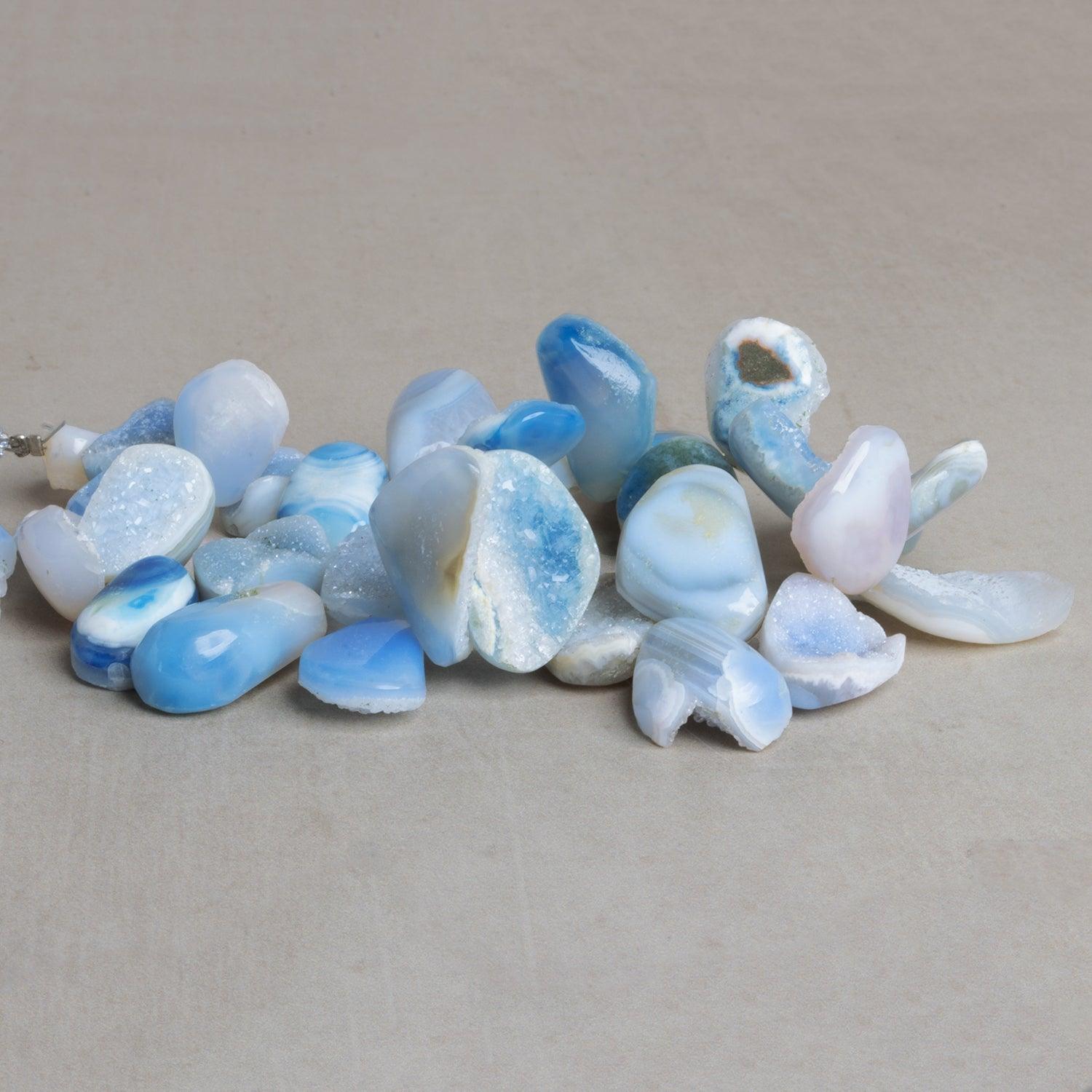 15x11mm Blue Drusy Nuggets 7.5 inch 31 beads - The Bead Traders