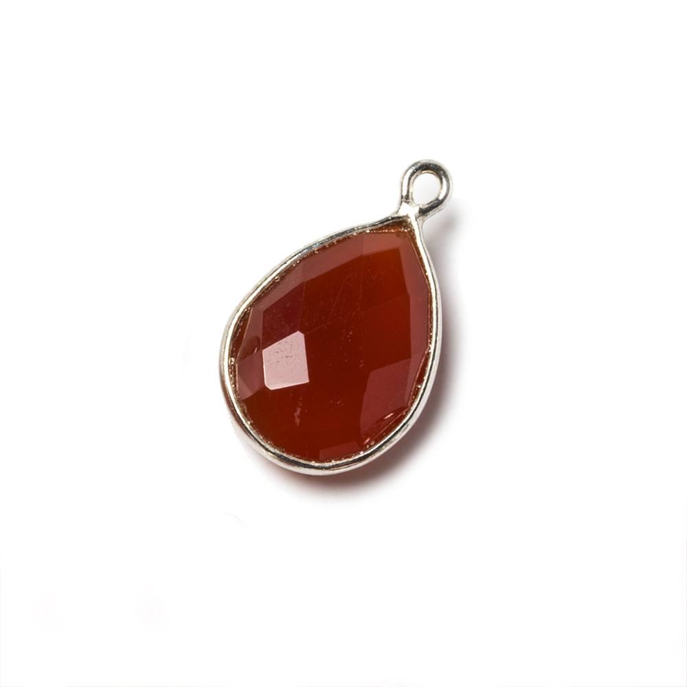 15x11mm Carnelian Pear .925 Silver Bezel Pendant 1 ring charm, 1 piece - The Bead Traders