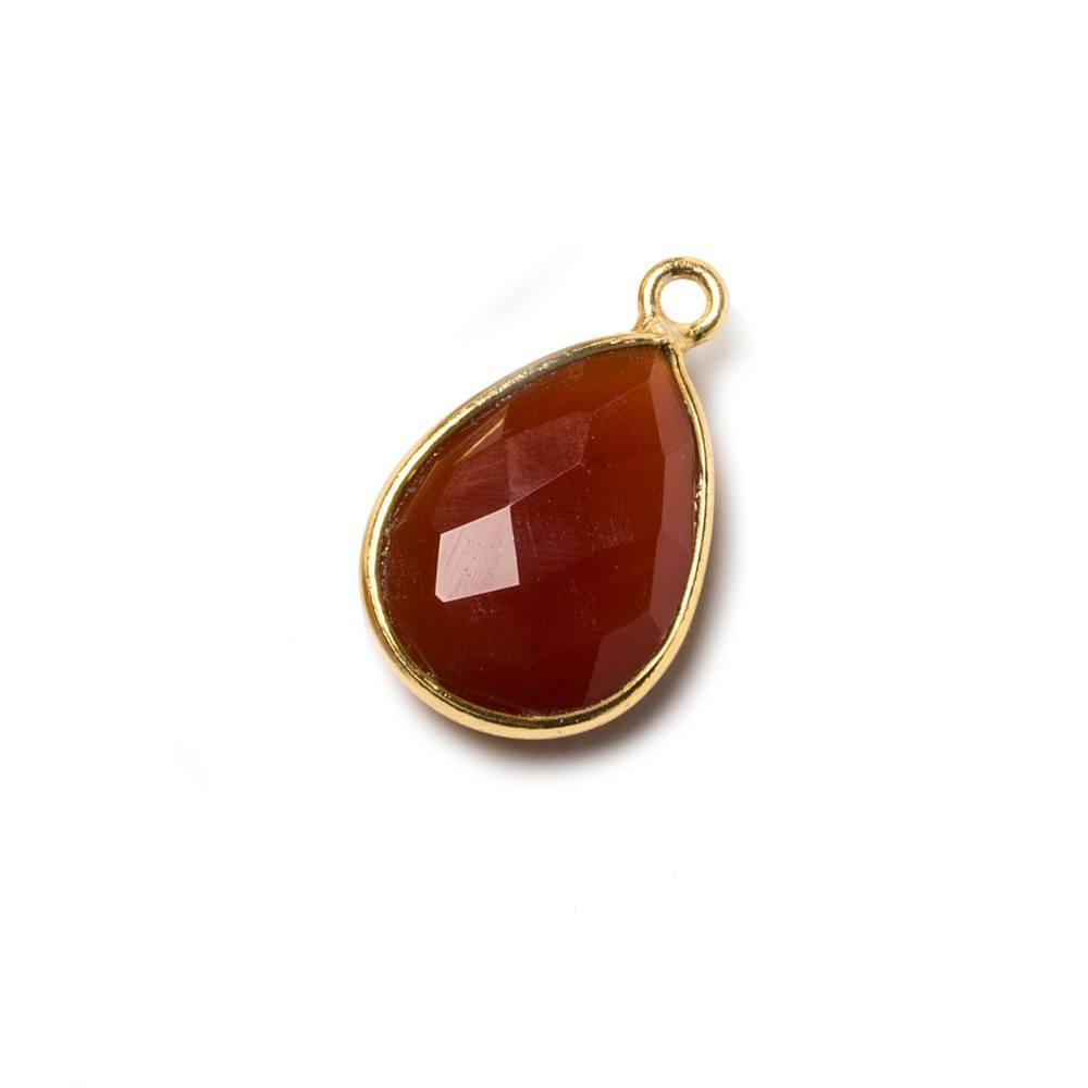 15x11mm Carnelian Pear Vermeil Bezel Pendant 1 ring charm, 1 piece - The Bead Traders
