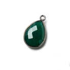15x11mm Green Chalcedony Pear Oxidized Silver Bezel Pendant charm, 1 piece - The Bead Traders