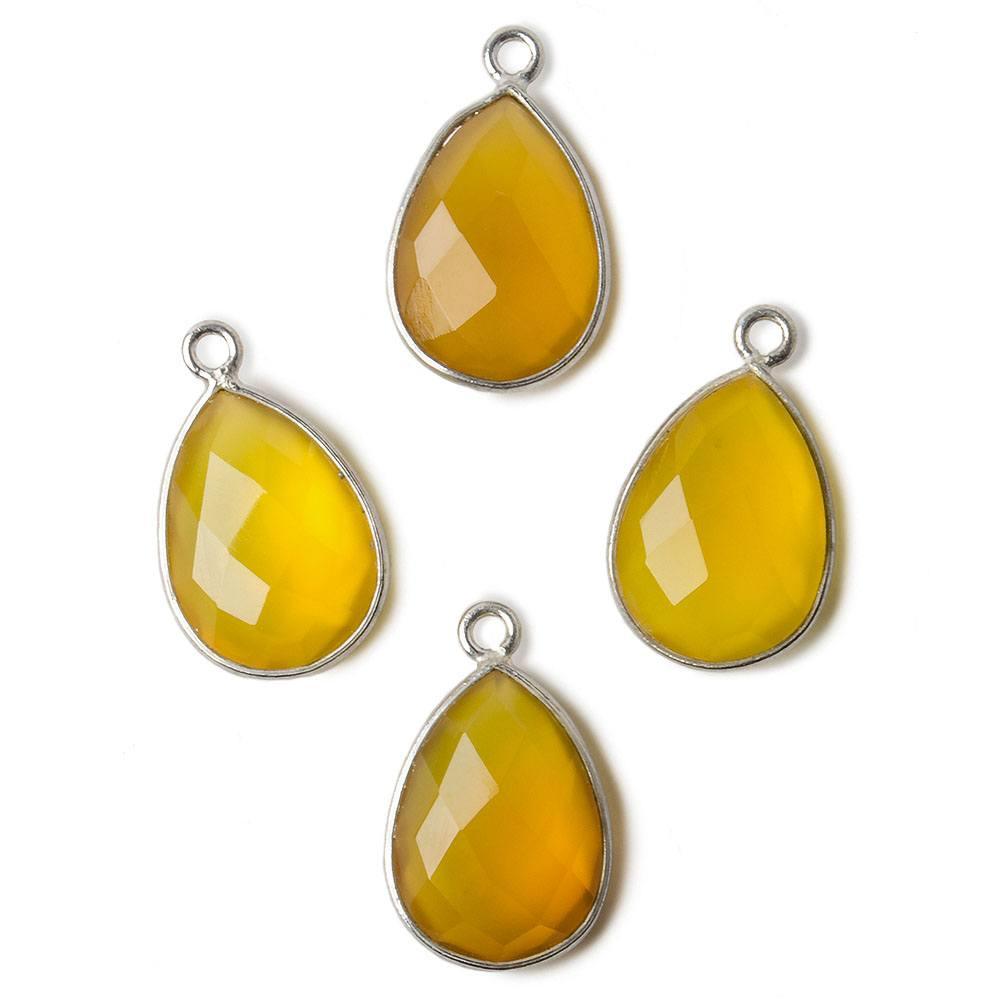 15x11mm Silver .925 Butterscotch Yellow Chalcedony faceted pear Pendant 1 piece - The Bead Traders