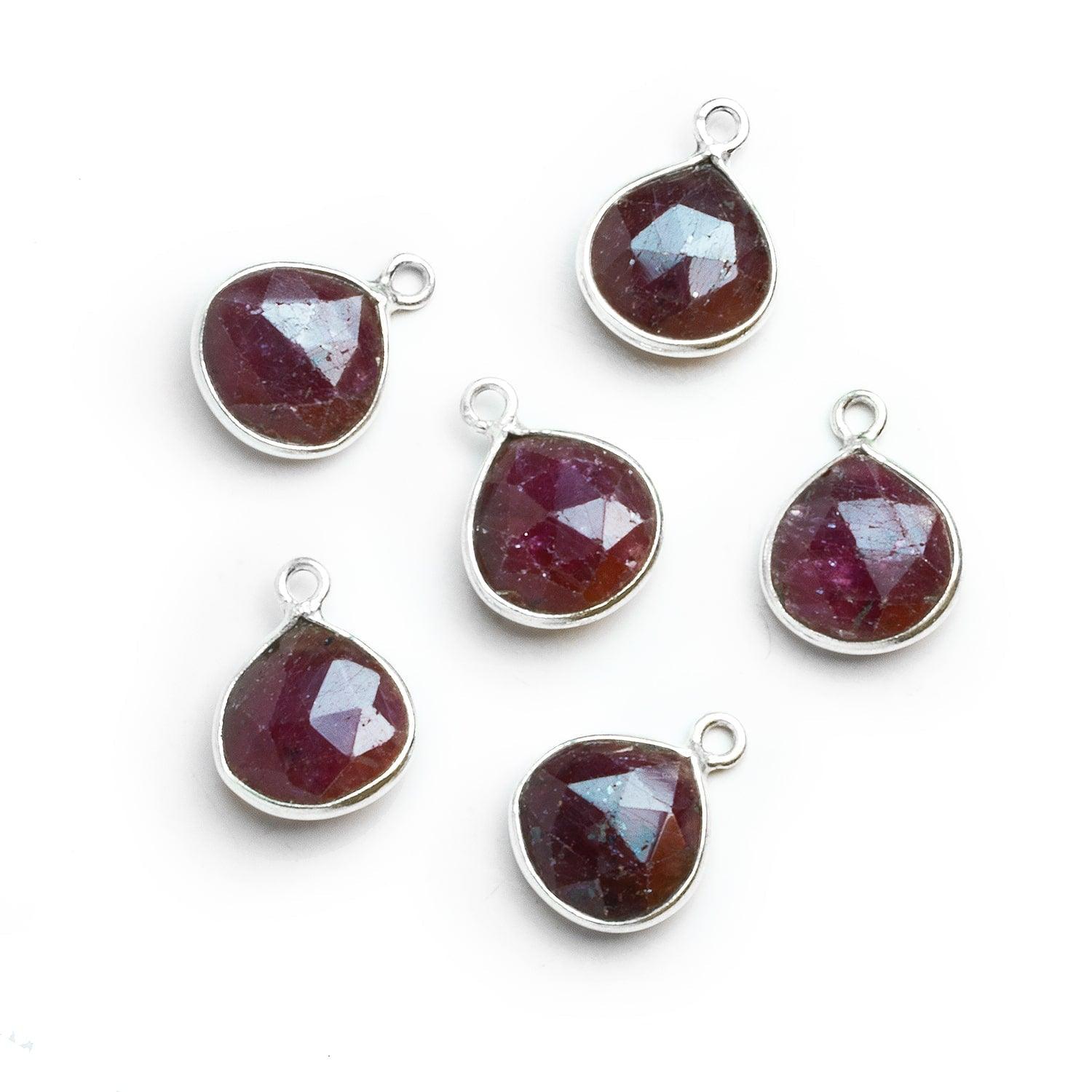 15x11mm Silver Bezeled Ruby Heart Pendant 1 Bead - The Bead Traders