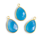 15x11mm Vermeil Bezel Santorini Blue Chalcedony Pear Focal Pendant 1 piece - The Bead Traders