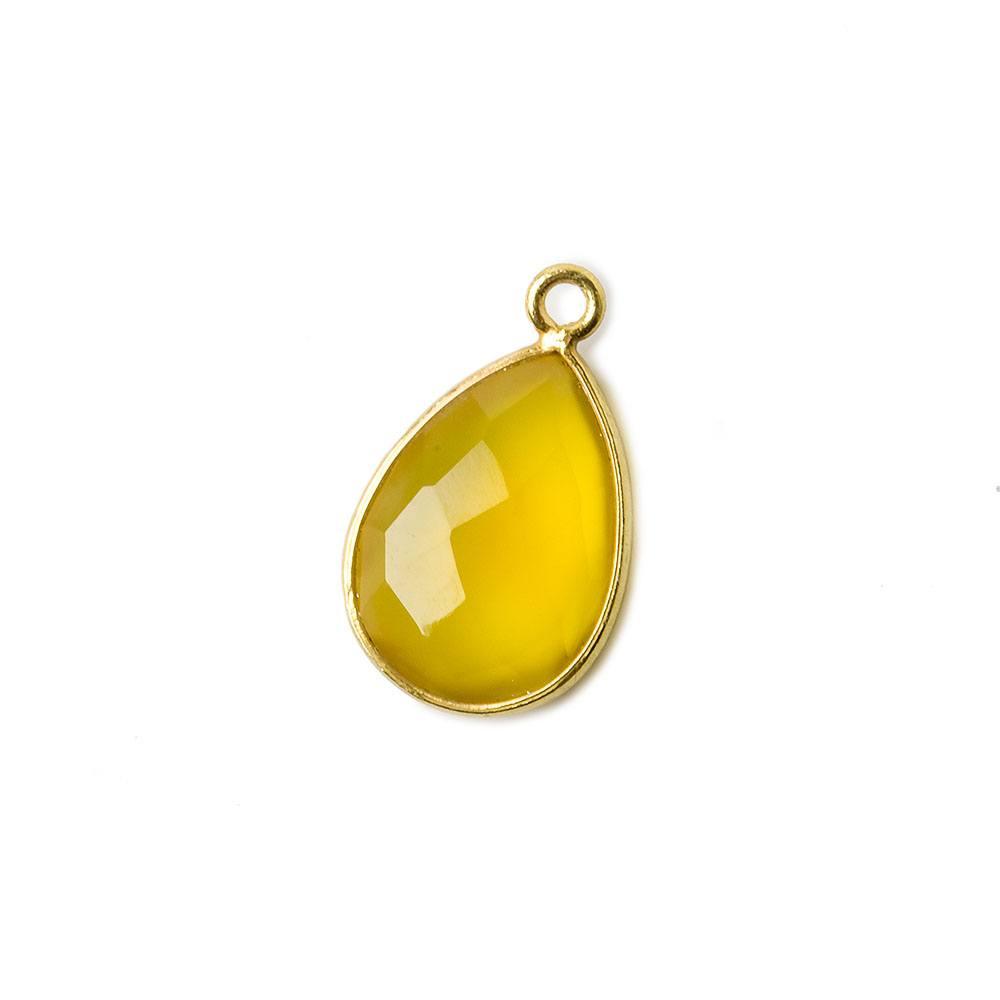 15x11mm Vermeil Butterscotch Yellow Chalcedony faceted pear Pendant 1 piece - The Bead Traders