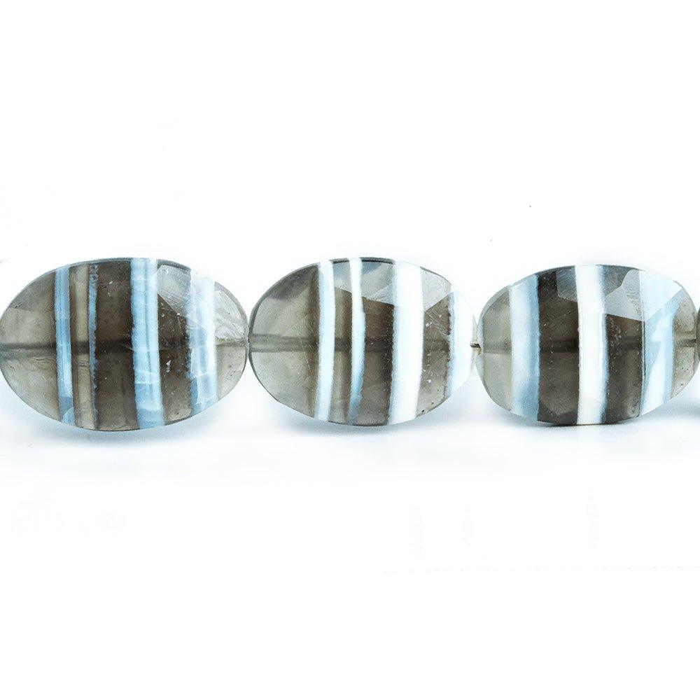 15x12mm-20x13mm Denim Blue Opal Faceted Oval Beads 7 inch 10 pieces - The Bead Traders