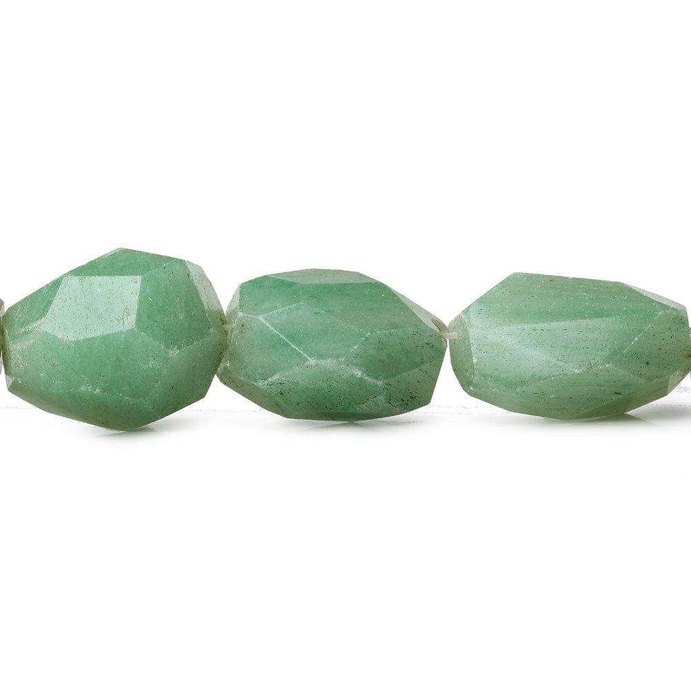 15x12mm - 20x16mm Green Aventurine Faceted Nugget Beads 16 inch 24 pieces - The Bead Traders