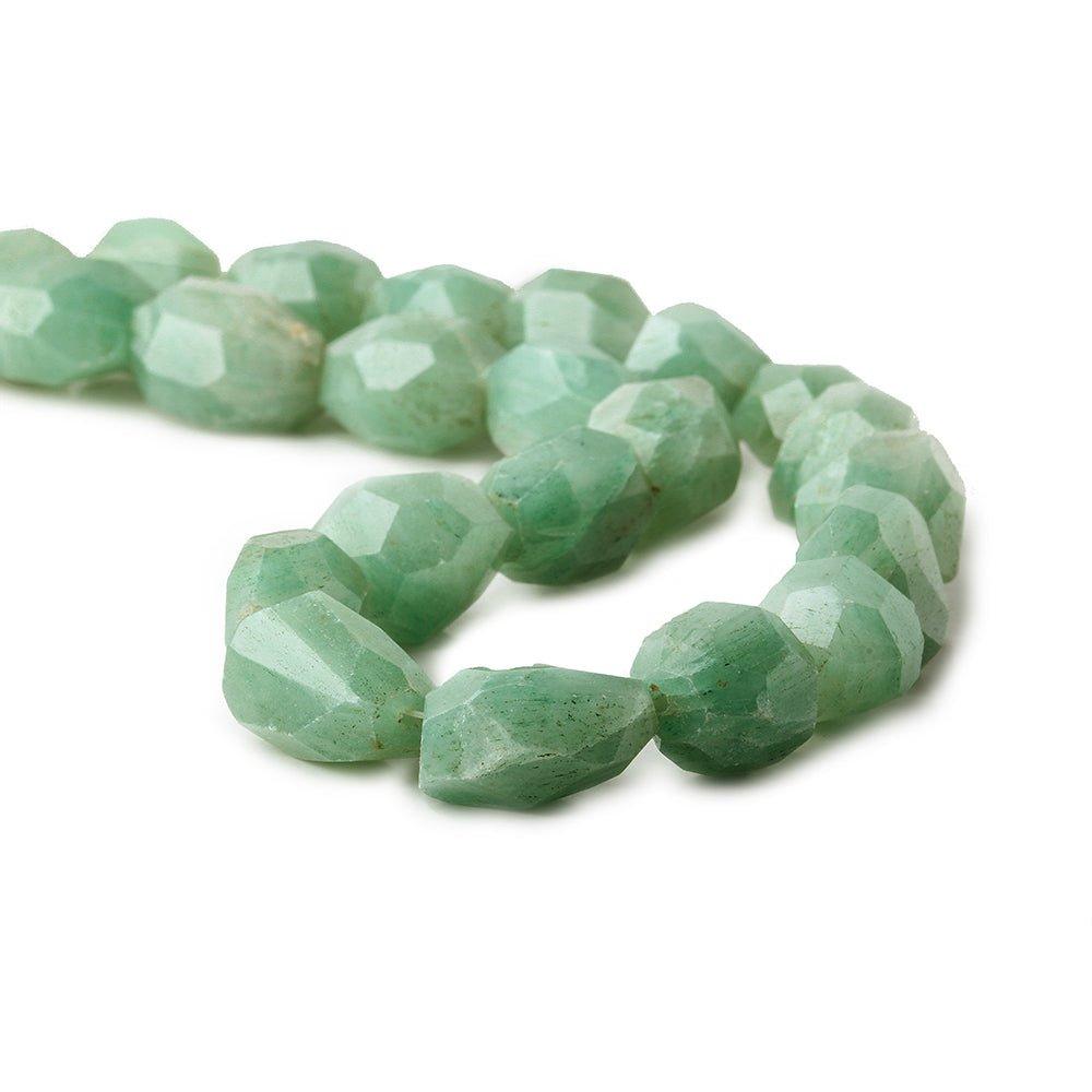 15x12mm - 20x16mm Green Aventurine Faceted Nugget Beads 16 inch 24 pieces - The Bead Traders