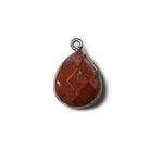 15x12mm Black Gold Bezeled Red Jasper faceted pear Pendant 1 piece - The Bead Traders