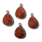15x12mm Black Gold Bezeled Red Jasper faceted pear Pendant 1 piece - The Bead Traders