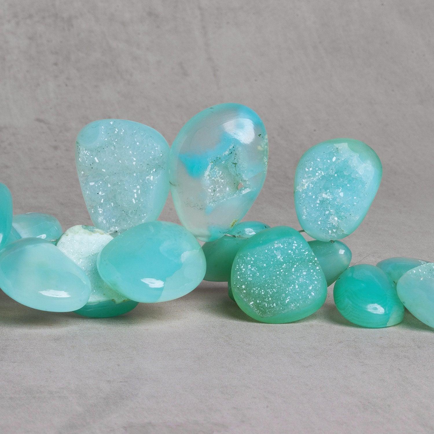 15x12mm Blue Drusy Nuggets 7.5 inch 33 beads - The Bead Traders