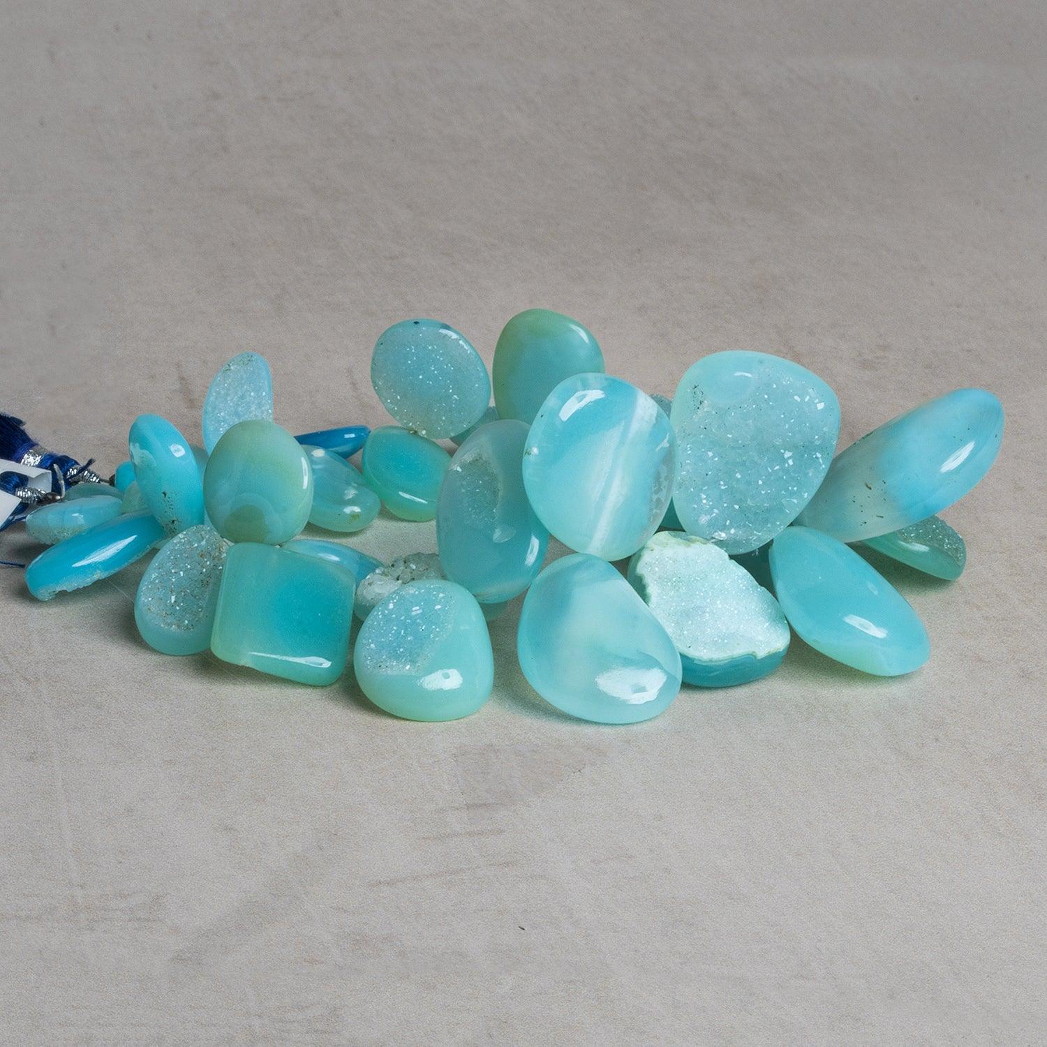 15x12mm Blue Drusy Nuggets 7.5 inch 33 beads - The Bead Traders