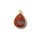 15x12mm Vermeil Bezeled Red Japer faceted pear Pendant 1 piece - The Bead Traders