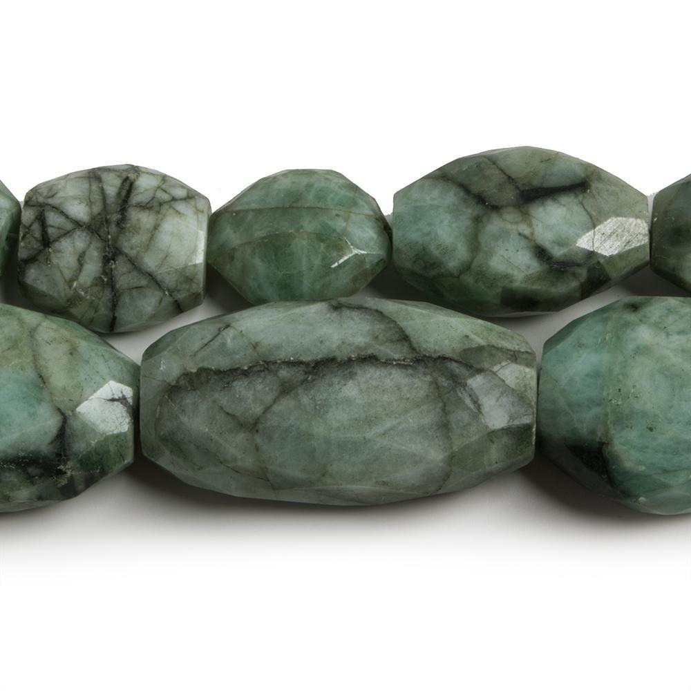 15x13-34x18mm Brazilian Emerald flat faceted nugget beads Lot 46 pcs 4 strands - The Bead Traders