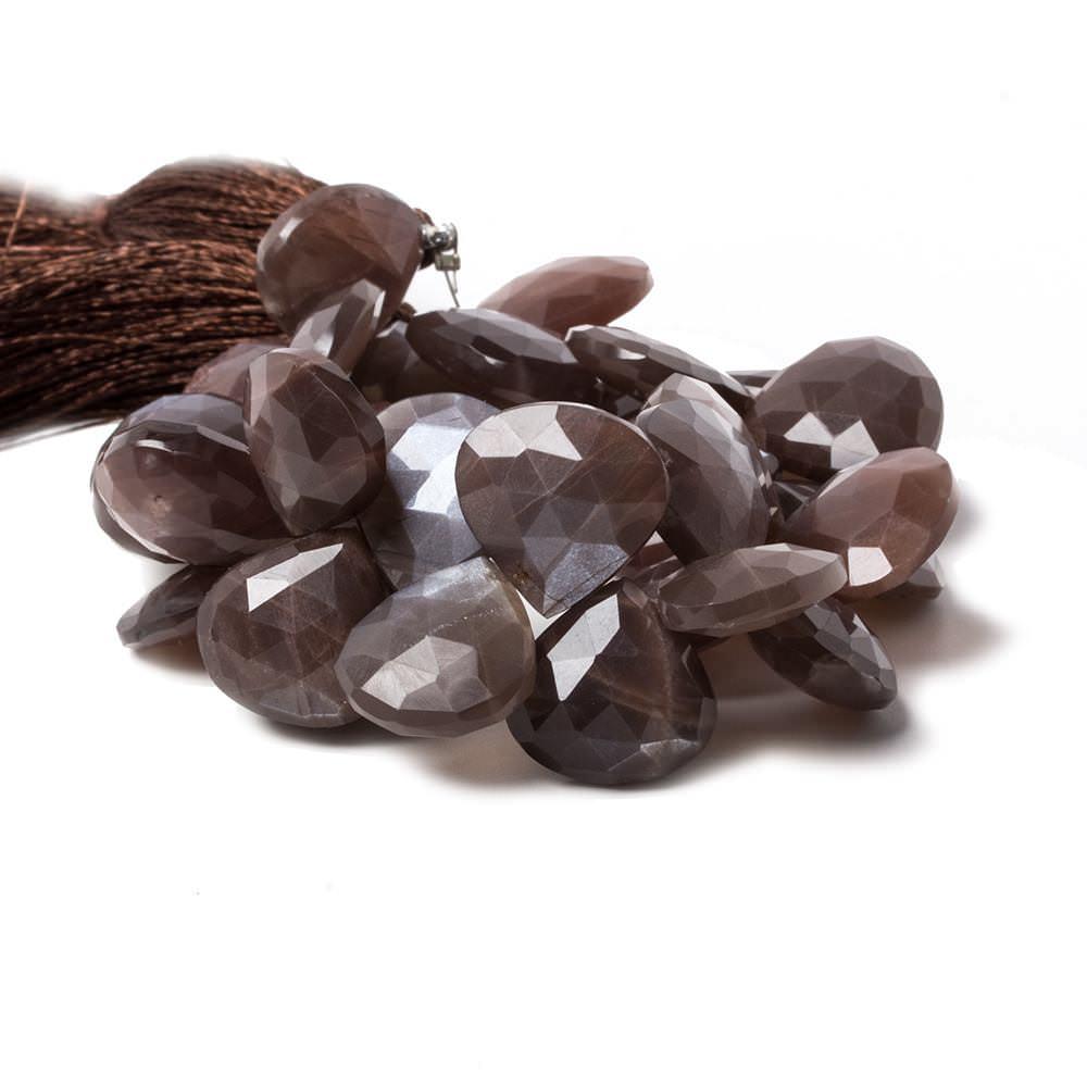 15x15-16.5x16.5mm Chocolate Moonstone faceted heart beads 7.5 inch 32 pcs - The Bead Traders