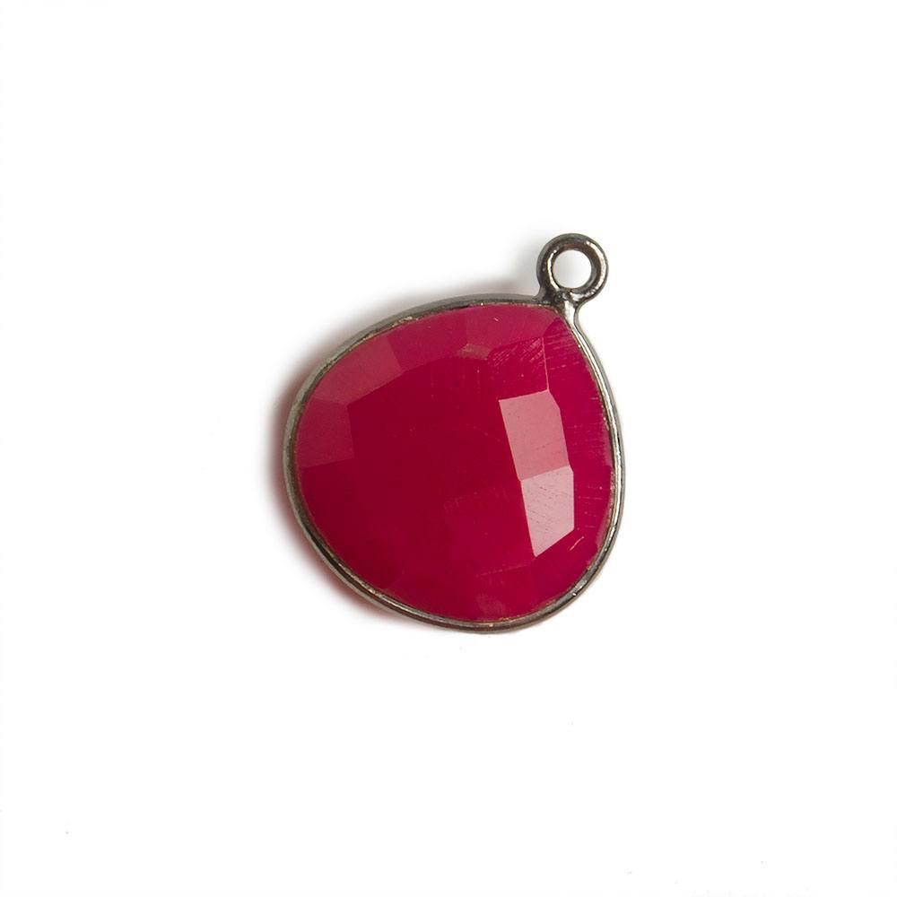 15x15mm Black Gold Bezel Berry Pink Chalcedony Heart Pendant 1 piece - The Bead Traders