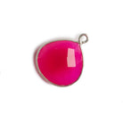 15x15mm Hot Pink Chalcedony Heart .925 Silver Bezel Pendant 1 ring charm, 1 piece - The Bead Traders