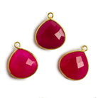 15x15mm Vermeil Bezel Berry Pink Chalcedony Heart Pendant 1 piece - The Bead Traders