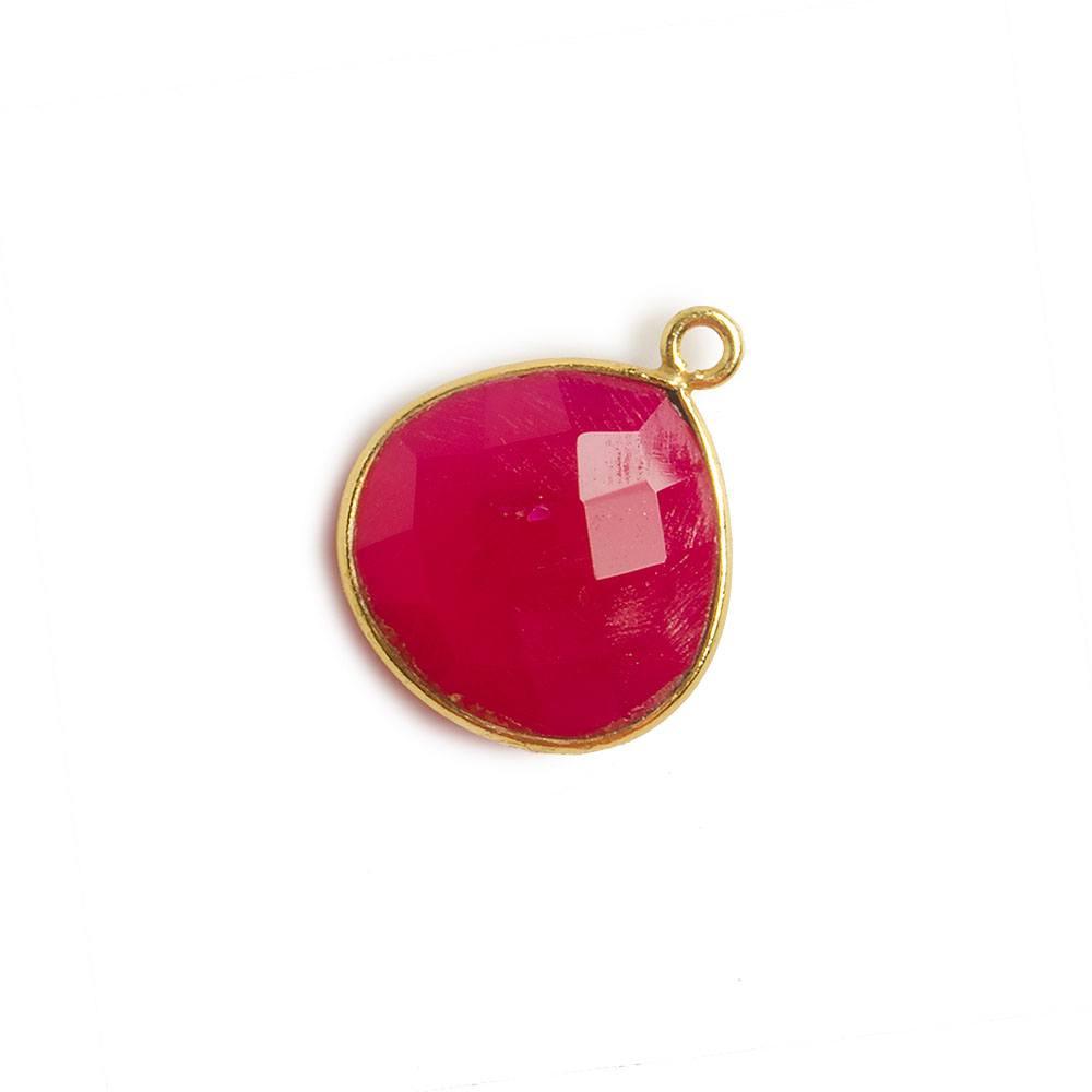 15x15mm Vermeil Bezel Berry Pink Chalcedony Heart Pendant 1 piece - The Bead Traders
