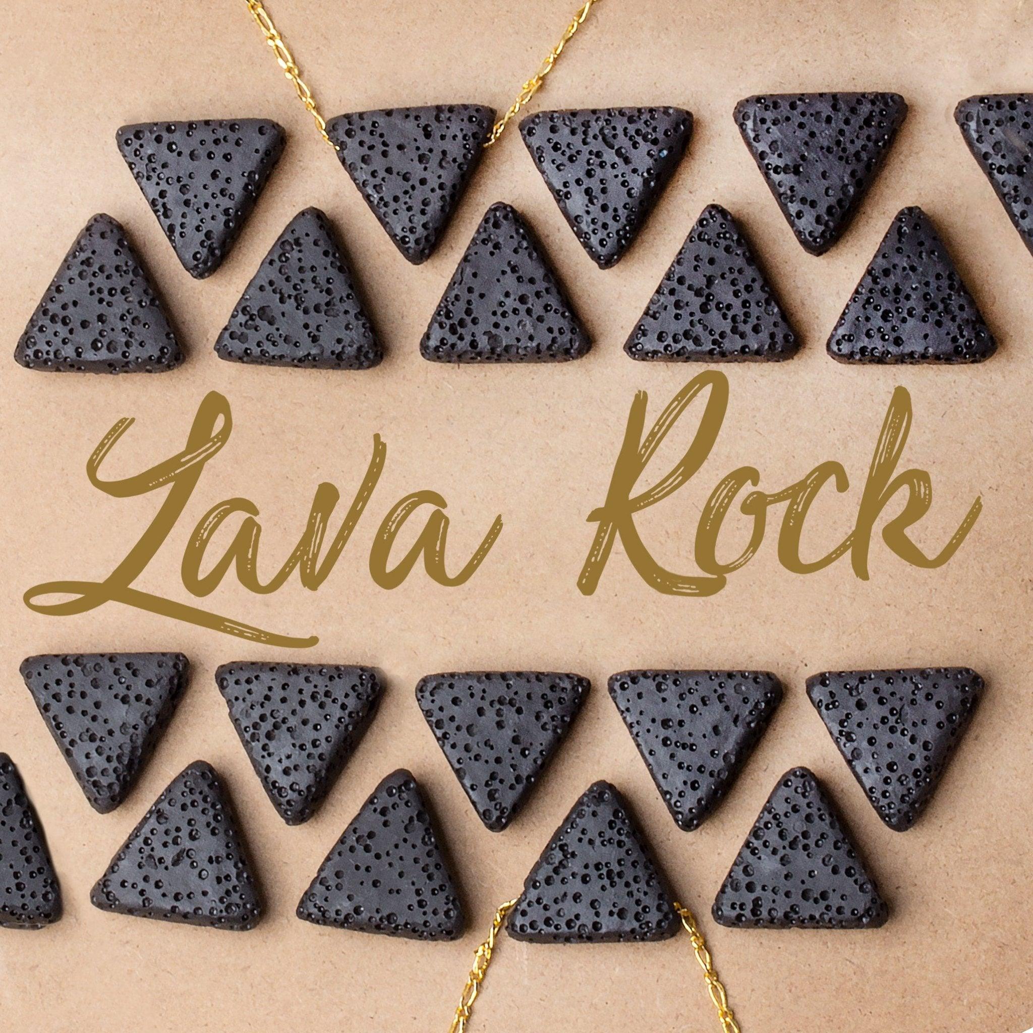 15x15x15mm Black Lava Rock Trillion Focal Pendant Waxed Set of 6 beads - The Bead Traders